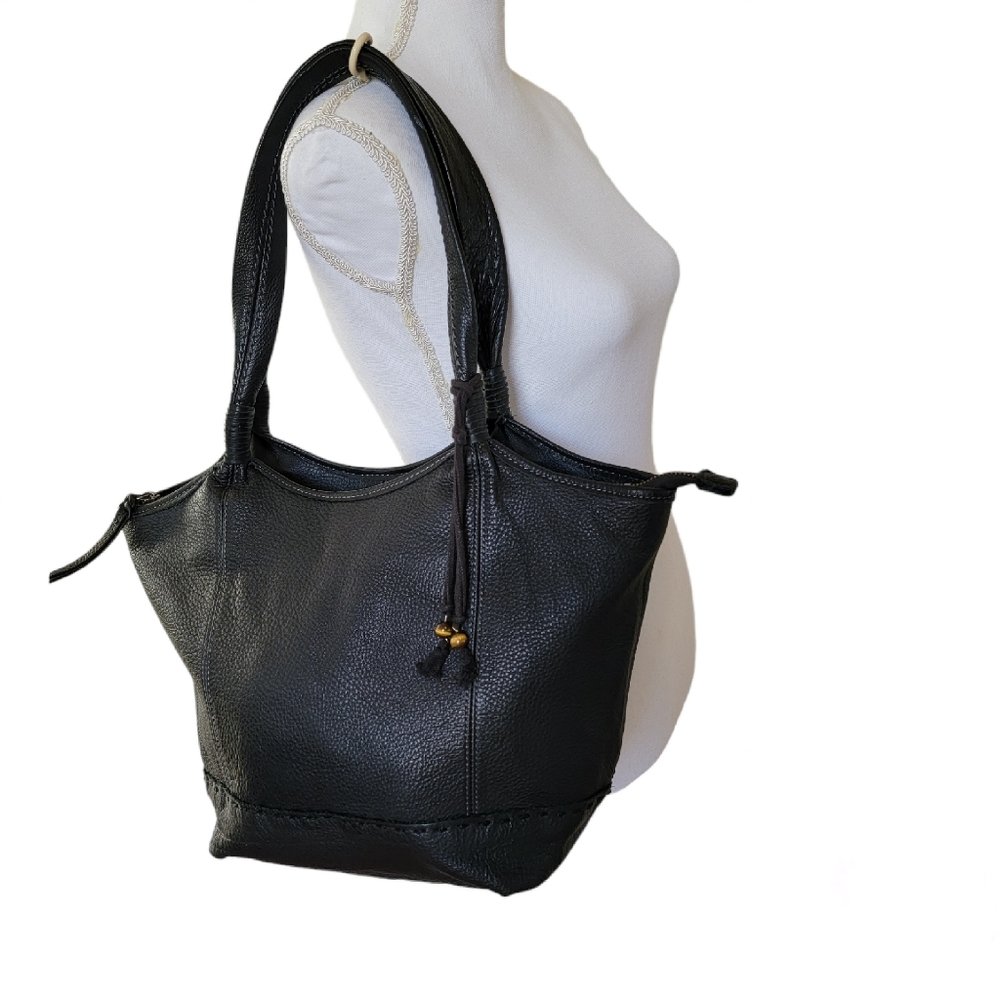 The Sak Black Leather Tote Bag Purse, EUC